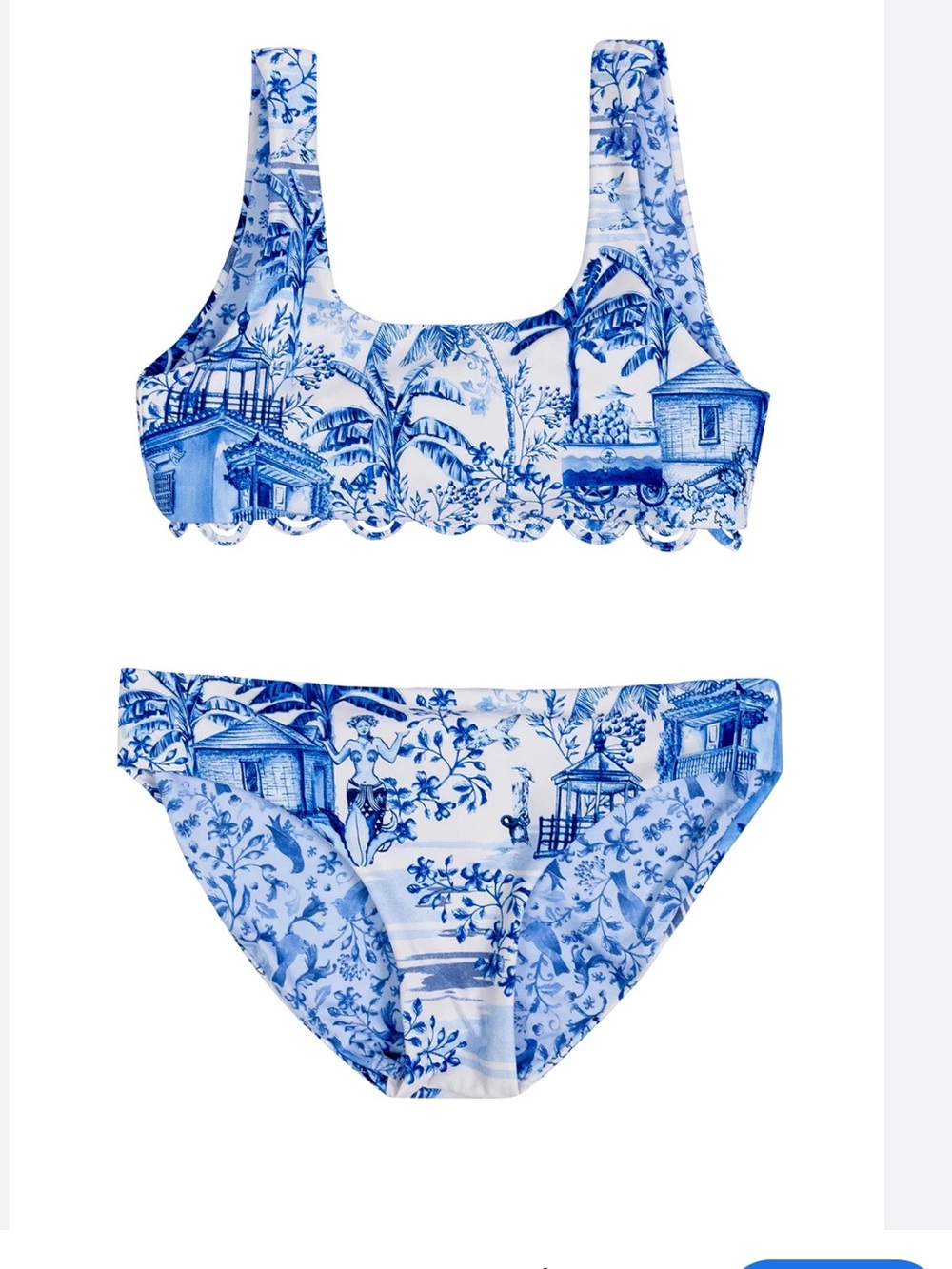 Agua Bendita Sz 2 Toddler Swimsuit Kids Blue Toile Two-Piece Swim Set
